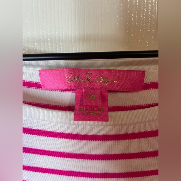 Lilly Pulitzer Ruth Sweater Beach Pink Stripe Tango Size Medium - Picture 6 of 9